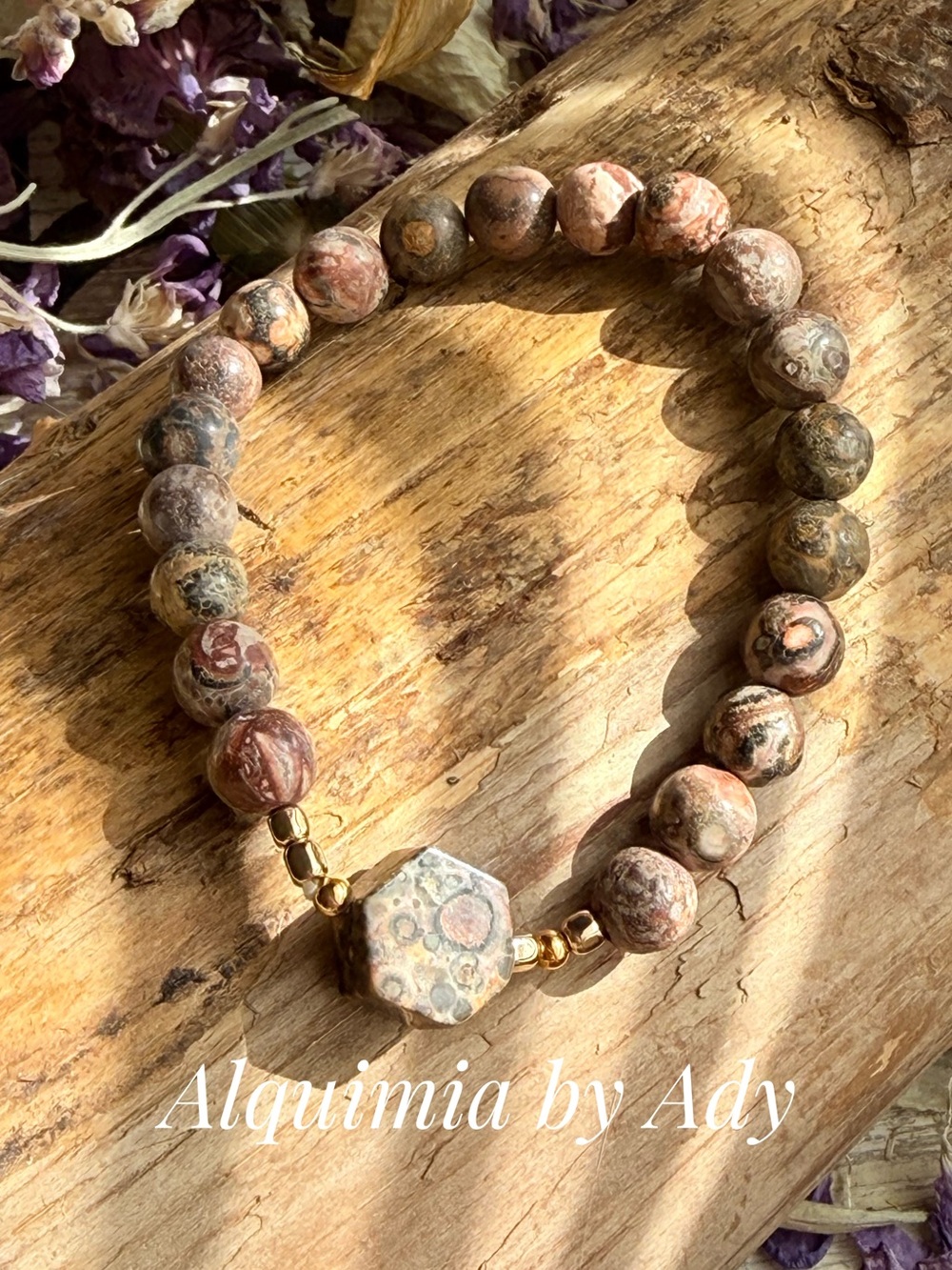 Alquimia Pink and Gold Orbital Jasper Bead Bracelet